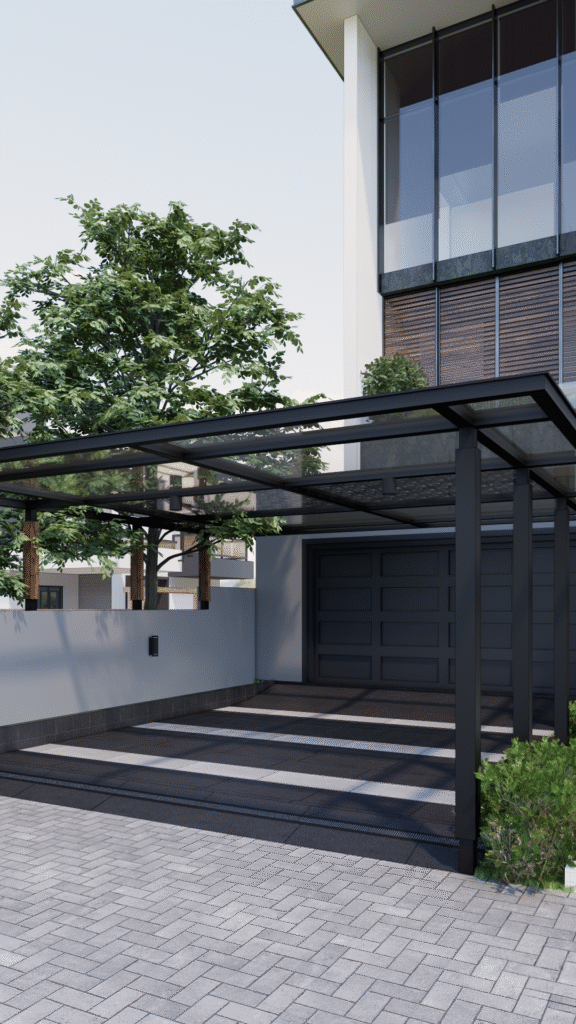 CARPORT WITH GRANITE NERO ABSOLUTE, foto 1 dari 4