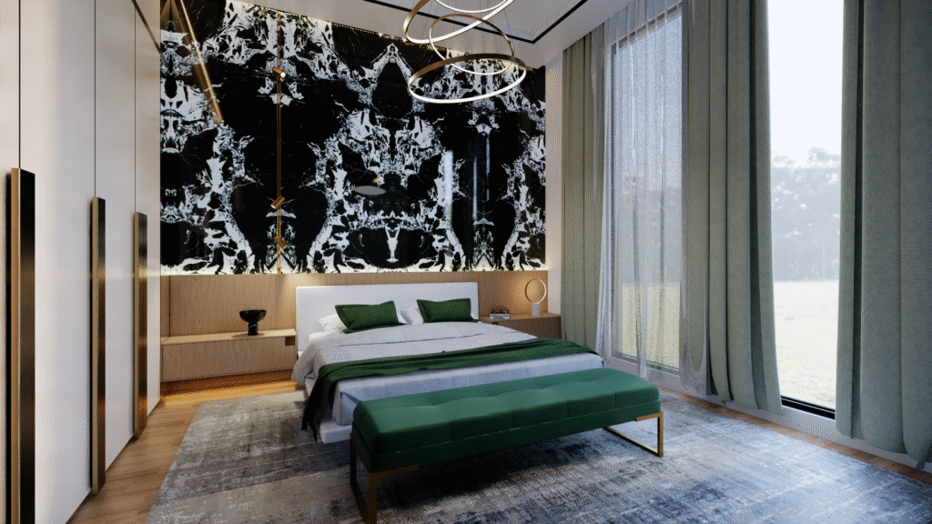 BACKDROP BEDROOM WITH MARBLE NOIR NAPOLEON, foto 1 dari 3