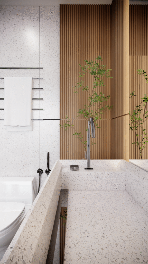 BATHROOM WITH AGGLOTECH BIANCO CARRARA, foto 2 dari 4