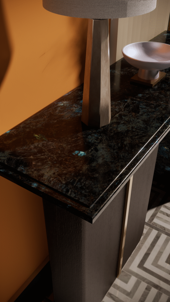 CONSOLE TABLE WITH GRANITE LEMURIAN BLUE, photo 1 of 3