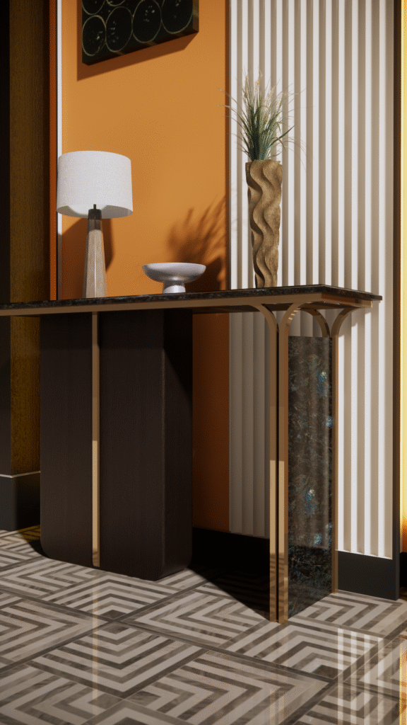 CONSOLE TABLE WITH GRANITE LEMURIAN BLUE, photo 2 of 3