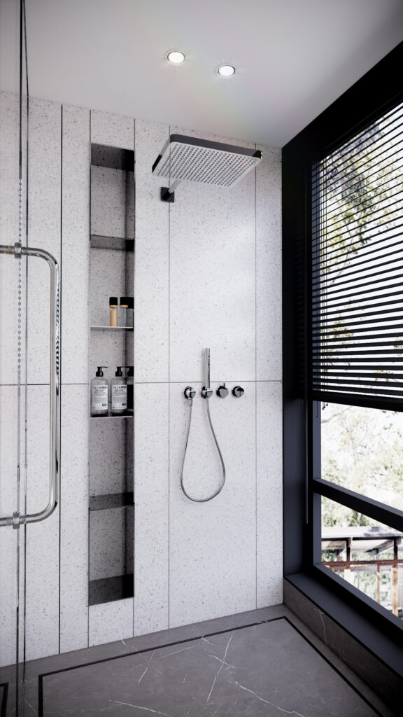 BATHROOM WITH AGGLOTECH BIANCO CARRARA, foto 3 dari 4